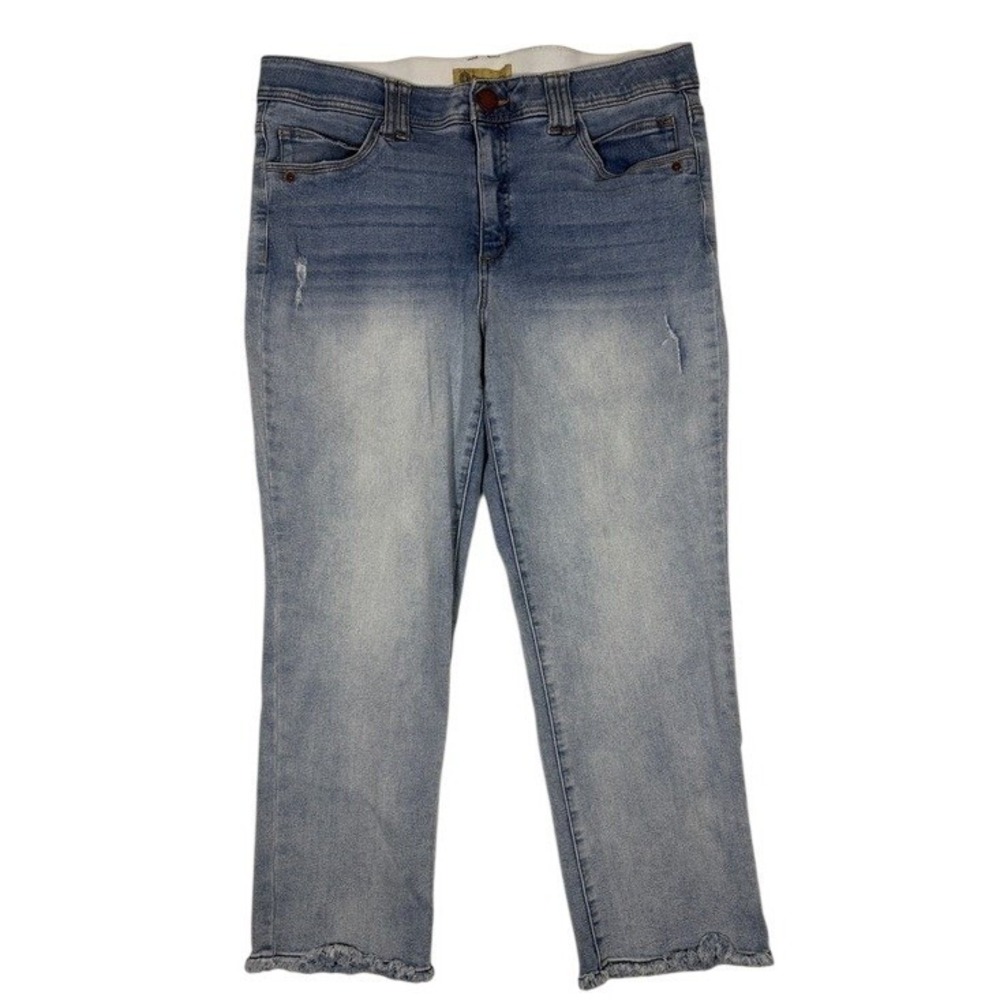Democracy Jeans Women 16 Ab technology Blue Scalloped Frayed Hem Crop Distressed
